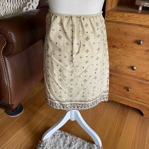 Cotton paisley print tan skirt